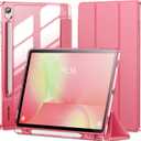 INFILAND Case for Samsung Galaxy Tab S10 Lite /S10 FE/ S9 FE 5G 10.9 Inch/Tab S9 11 Inch with S Pen Holder, Slim Clear Protective Cover Support Auto Wake/Sleep (CoralRed)