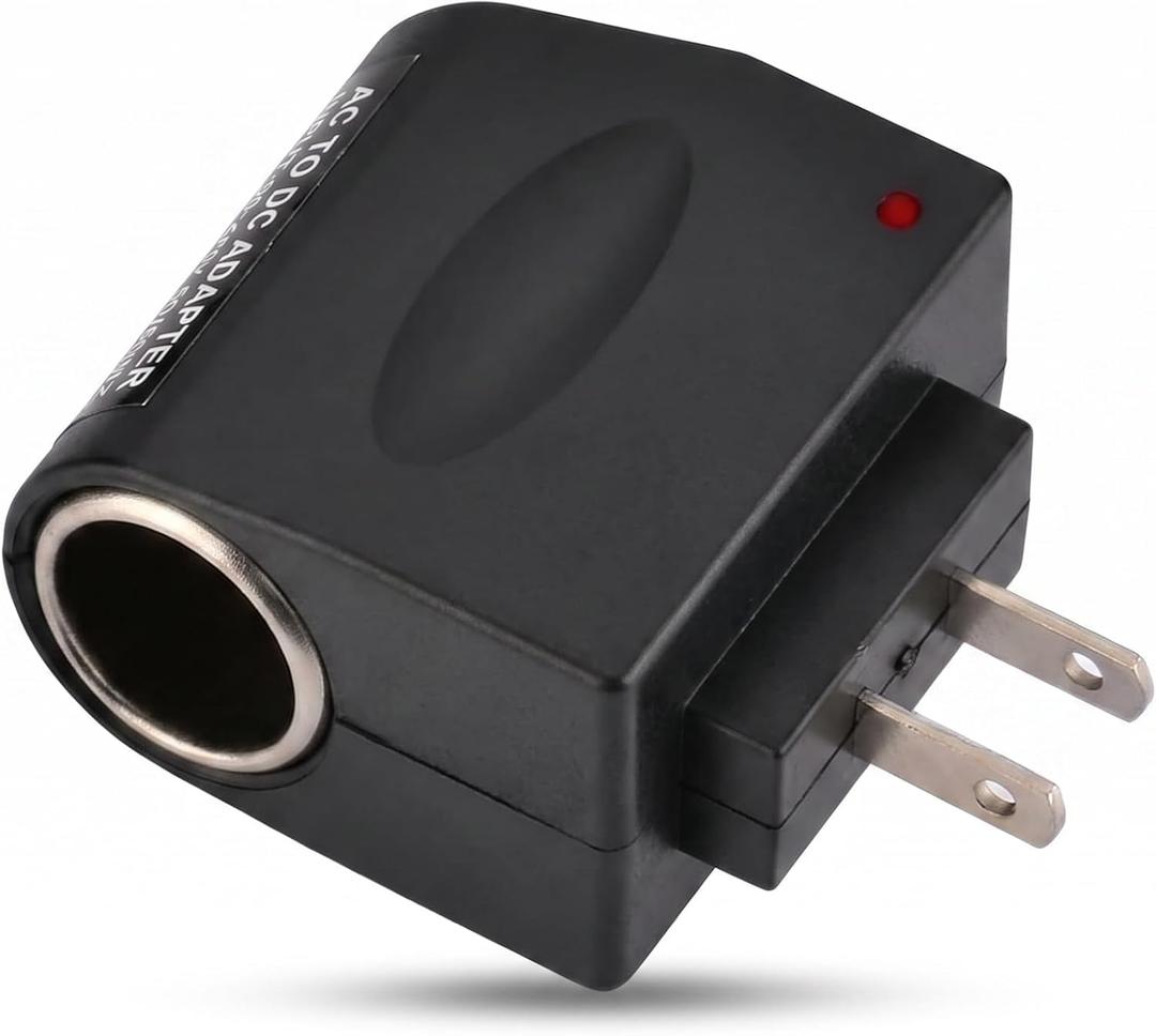 Car AC to DC Cigarette Lighter Power Converter, 220 V Cigarette Lighter to 12 V Wall Outlet Socket Adapter, Plug and Play Power Supply Transformer, Universal for Most 12 V Devices (Black)