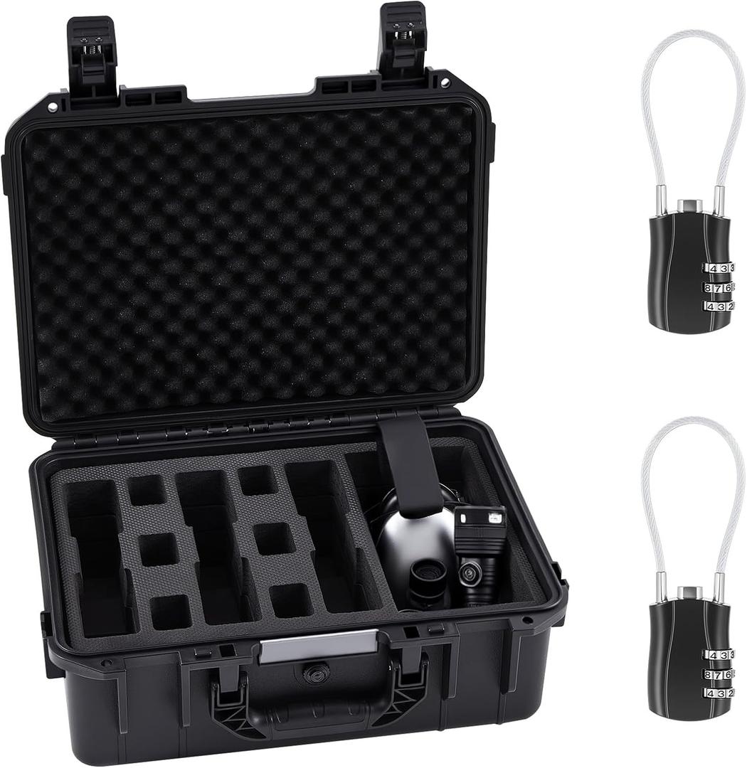 Pistol Case for Multiple Handguns TSA Approved Travel Pistols Box with 2 Locks Pre-cut Heavy Duty Waterproof (16.34 x 12.4 x 6.5 Inch, Black)