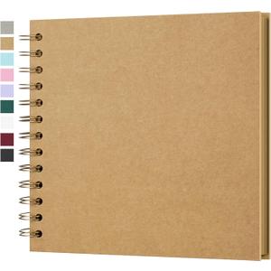 Yopih 7 x 7 Inch DIY Scrapbook Photo Album Hardcover Kraft Blank Page Acid-Free 40 Pages (20 Sheets) Memory Book for Wedding Anniversaries Family Baby Memories Small Scrapbooking Projects, Yellow