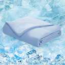 Deconovo Cooling Comforter, Cold Touch Fabric Absorbs Body Heat Cool Sleeping Summer Blanket, Double-Sided Cool Design Soft Fluffy Cooling Blanket for Night Sweats Hot Sleeper(Blue, 79x86 Inch)