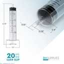 BH Supplies 20ml Luer Slip Tip Syringes (No Needle) - Sterile, Individually Wrapped - 50 Syringes
