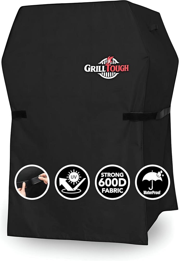 GrillTough Heavy Duty BBQ Grill Cover for Outdoor Grill, 30 Inch  Waterproof, Weather Resistant, UV & Fade Resistant with Adjustable Straps  Gas Grill Cover for Weber, Genesis, Charbroil, etc. Black