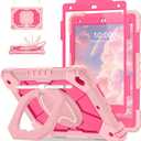 Auizotl Case for iPad 9th/8th/7th Generation 10.2 Inch iPad Case 9th Generation with Screen Protector/Rotate Stand/Pen Holder, Heavy Duty Shockproof i Pad 9th/8th/7th Cases,Rose Pink
