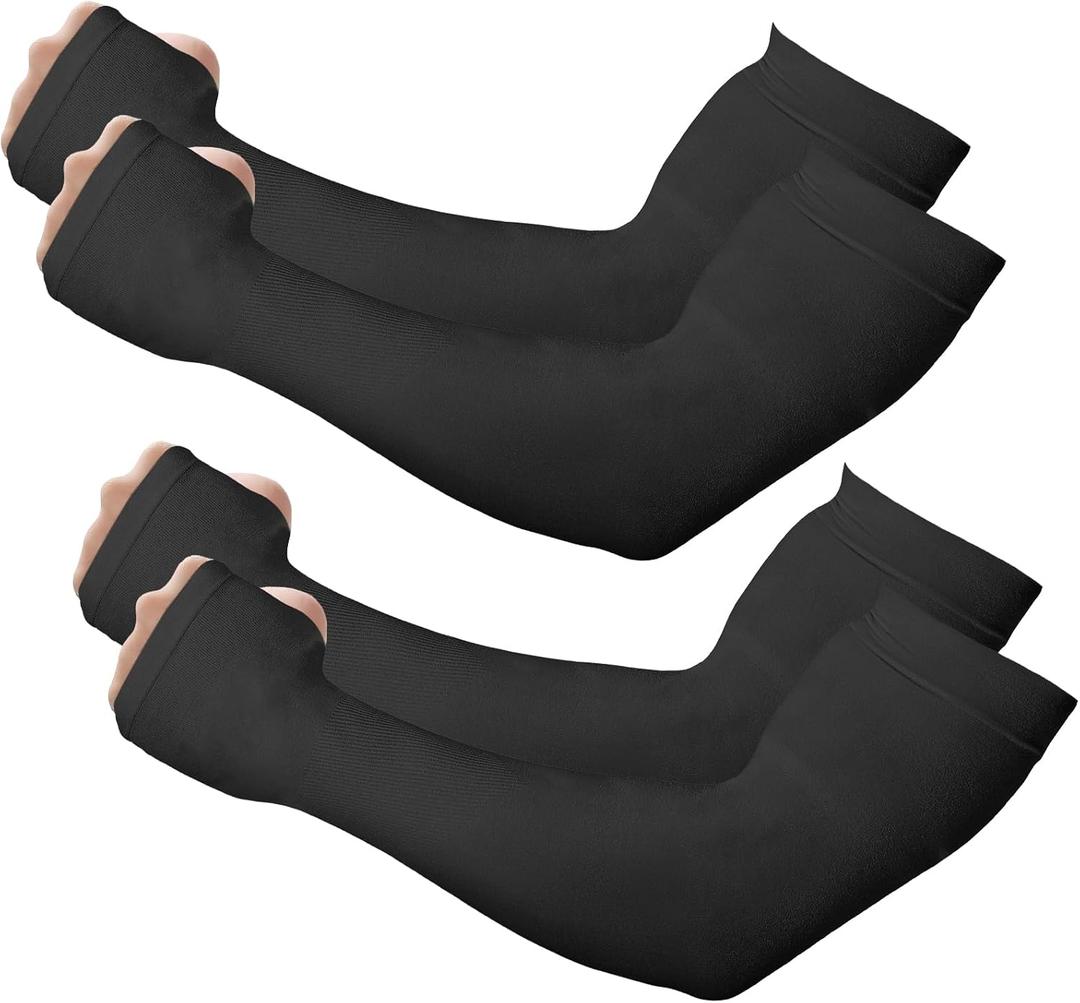 Arm Sleeves for Men Women to Cover Arms with Thumb Holes, Sun UV Protection Arm Warmers, for Volleyball Football Golf (Gray)