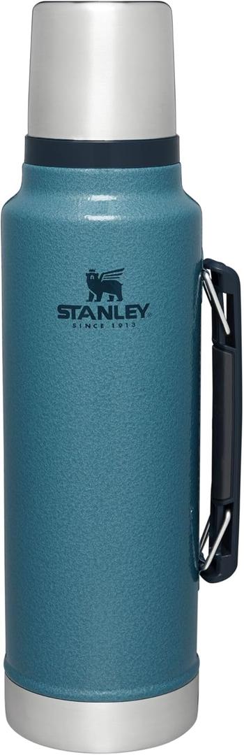 Stanley Classic Legendary Vacuum Bottle 1.5 qt, Wide Mouth with Leakproof Cup Lid, Keep Drinks Hot or Cold, Packable for Travel, Insulated Stainless Steel Thermal Bottle, BPA-Free, Hammertone Lake (48 Ounces)