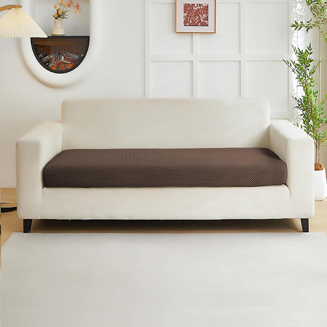 Couch Covers for 2 Cushion Sofa Pet Friendly Couch Cushion Covers Universal Sofa Covers Washable Stretch Slipcovers for Sectional Sofa (Texture Brown, Large Double Seat Cover)