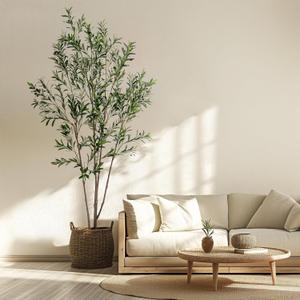 Erimda Artificial Fiddle Leaf Fig Tree 6ft with White Planter Realistic Fiddle Leaf Lyrata Plant Tall Fake Tree with Natural-Looking Leaves Fake Tree for Indoor Outdoor Home Office Decor