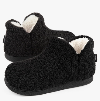 FamilyFairy Bootie Slippers for Women Warm House Shoes Memory Foam Indoor Outdoor Fuzzy Boots with Rubber Sole (Size 7-8)