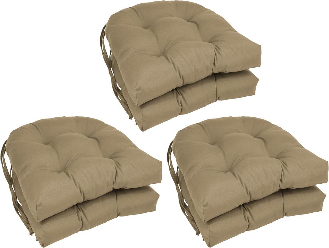 Blazing Needles 16-inch Rounded Back Tufted Twill Chair Cushion, 16 x 16, Toffee 6 Count