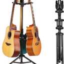 GUITTO Triple Guitar Stand - Heavy Duty 3 Guitar Stand for Acoustic/Electric/Bass/Banjos, Auto-Lock Folding Design, Non-Slip Base & Anti-Rust - Portable for Stage/Travel/Studio GGS-06T