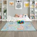 STARUIA Girls Rugs for Bedroom, 3x5 Washable Kids Rugs for Playroom, Non Slip Soft Kids Room Nursery Butterfly Rug, Non Shedding Baby Carpet for Daycare Castle Dorm Indoor Decor(Blue,3'x5')
