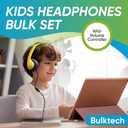 10 Pack Bulk Wired On-Ear Leather Headphones with 3.5mm Connector and Remote Control for Volume, Black