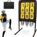 9 Hole Pitching Net with Strike Target | Adjustable Baseball Softball Pitching Training Net | Heavy-Duty 9-Pocket Pitchers Net for Hitting & Throwing