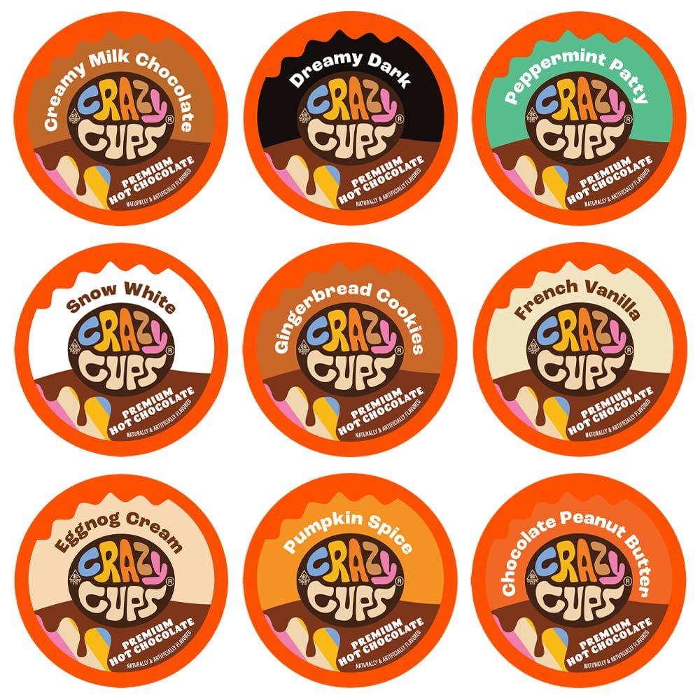 Crazy Cups Seasonal Premium Hot Chocolate Single Serve Cups for Keurig K Cup Brewers Variety Pack Sampler, 20 Count (EXP 03/25/27)