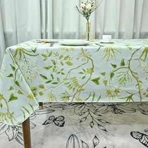 Xirggur Rectangle Flower Table Cloth, Waterproof Vinyl Tablecloth, Table Linens, Plastic Tablecloths for Dinner, Kitchen and Parties, 60"x 84"