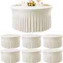 6 Pack Ivory Spandex Round Tablecloths for 60 inch Table, Wrinkle Free 120inch Stretchy Fitted 5FT Round Table Cloths Cover with Skirt for Wedding Party Dining Banquet