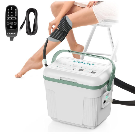 Cold Therapy Machine with Programmable Timer, Ice Machine for Knee After Surgery, Knee Replacement Recovery System, Cryotherapy Pain Relief w/Compression Pad for Shoulder, Hip and Ankle