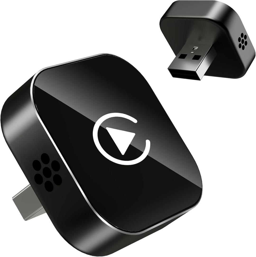 Wireless CarPlay Adapter, 2026 Upgraded 2 in 1 Wired to Wireless for Apple CarPlay & Android Auto, Mini USB Design Car Play Adapter with Type-C Extension, Plug and Play, Stable Connection & No Latency (White)