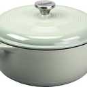 Lodge Essential Enamel Cast Iron Dutch Oven 6 Quarts - Perfect for Bread Baking, Braising, Marinating & Slow Cooking - Features Moisture-Sealing Lid & Dual Handles - Kitchen Essentials - Desert Sage