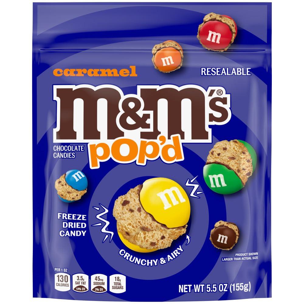 M&M'S Pop'd Caramel Chocolate Crunchy Freeze-Dried Candy 5.5 Oz Resealable Bag (EXP 11/01/26)