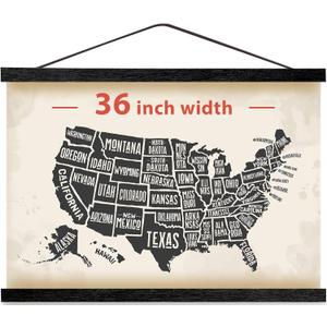 Magnetic Poster Hanger Frame for 36x48 36x24 36x12 Movie Music Posters Wall Art,Black Wood Picture Frames for Canvas Diamond Map Decor, Living Room Calendar Banner Tapestry Photo Hanging Stand