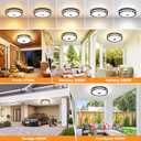 16IN LED Motion Sensor Outdoor Ceiling Light with Remote, 32W Dimmable 2700K/3000K/3500K/4000K/5000K Flush Mount Porch Light, Dusk to Dawn Exterior Lighting Fixtures for Patio, Porch, 1 Pack-Remote control-16IN