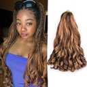 French Curl Braiding Hair for Box Braids 75g/Pack Synthetic Crochet Hair Extensions for Black Women 16 Inch 8 Packs Bouncy Ombre Pre Stretched (16 Inch,8 Packs,P30/33