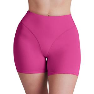 AVGO Gym Shorts Women 4.5 Inches - V Shaped High Waisted Butt Lifting Tummy Control Workout Booty Biker Shorts (Pink, M)