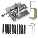 WUTA Leather Strip Cutting Machine Leather Strap Cutter 60MM Leather Belt Cutting Machine with G-Clamps, 10 Blades, and 2 Wrenches