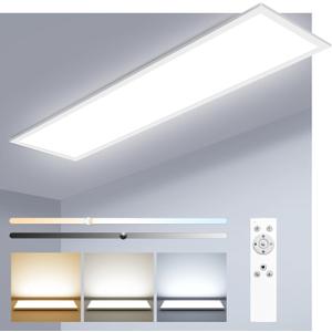 zemty LED Flat Panel Light with Remote 31.4x9.8 Inch, 36W 3800LM 3000K-6000K Color Temperature, Dimmable Flush Mount Ceiling Light Fixture for Kitchen Bedroom Garage (White)
