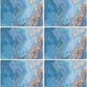 Marble Placemats Set of 6 Blue Marbles Plastic Table Mats Marble Theme Place Mats Wipe Clean Washable Holiday Table Decoration for Indoor Outdoor Party Kitchen Dining