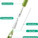 Detachable 5-in-1 Bottle Cleaning Brush Set - Silicone Baby Bottle Brush Cleaner Kit with Nipple Brush, Detail Brush & Straw Brush, Portable Long Handle Bottles Scrubber Cleaning Tool