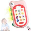 Richgv Toys for Babies 6-12 Months Girls, Dinosaur Baby Phone Toy Baby Girl Gifts with 80+ Sound Effects Color Changing Light 1 Year Old Girl Birthday Gift Stocking Stuffers 6 Months +, Pink