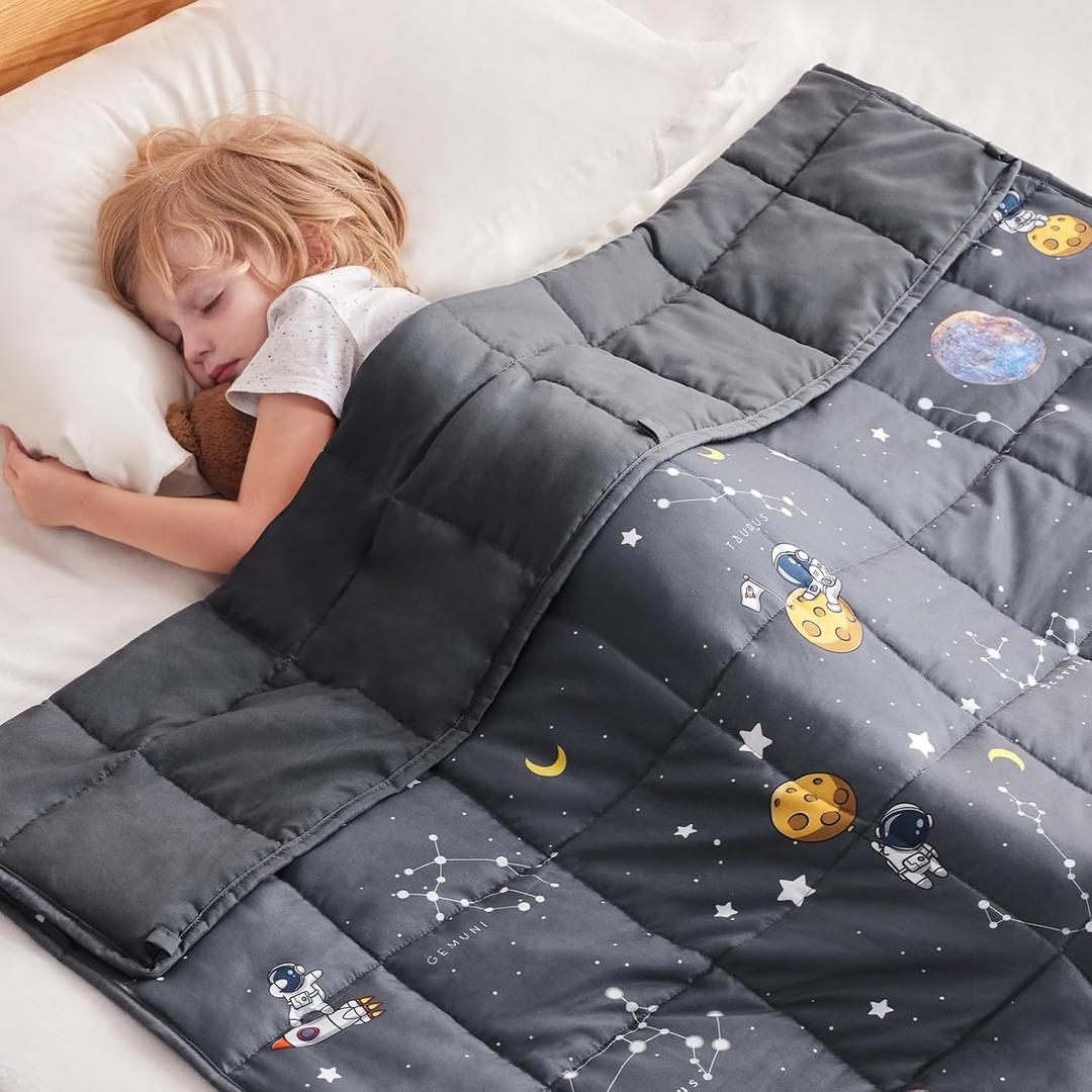Anfie Weighted Blanket Kids (36"x48" 5lbs), Weighted Blanket Cooling Blanket for Sleeping,Throw Size Breathable Blanket with Premium Glass Bead(Space Grey)