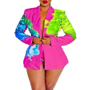 Inroserm Sexy Blazer Shorts Suits for Women Floral Open Front Blazers Business Casual Shorts 2 Piece Set.M