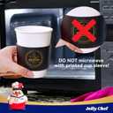 JOLLY CHEF 100 Pack 12 oz Disposable Coffee Cups Hot Beverage Paper Coffee Cups with Lids, Sleeves and Stirrers (Black and White)