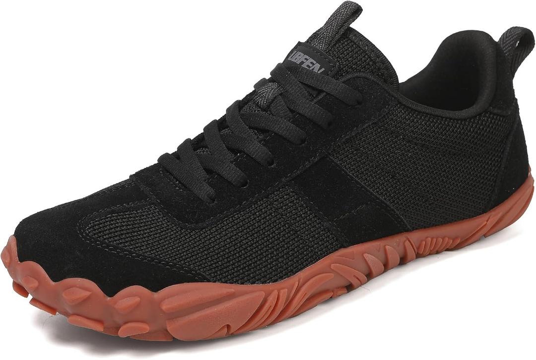 UBFEN Sneakers Barefoot Shoes for Womens Mens Minimalist Trail Running Hiking Comfortable Walking Black Size US 8 Women/6 Men, Black