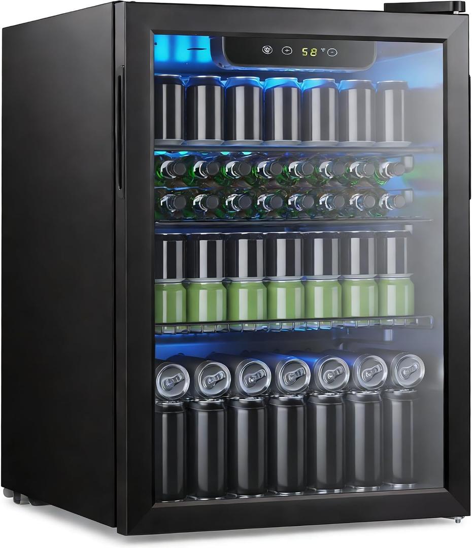 Electactic 95 Cans Beverage Refrigerator, 26 Bottle Mini Fridge, 2.7 cu.ft Drink Fridge Digital Temperature Control for Bottled Beer, Soda,Water
