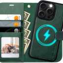 OCASE for iPhone 16 Pro Case Detachable Wallet Case with Card Holder, 2 in 1 Pu Leather Flip Folio with RFID Blocking Stand Wrist Strap Shockproof Phone Cover 6.3 Inch 2024, Blackish Green