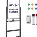 TANKEE Rolling Whiteboard, 40x24 Inches Standing White Board, Magnetic Double-Sided Mobile Whiteboard on Wheels, Large Dry Erase Board with Stand, Height Adjustable White Board for Office School Home