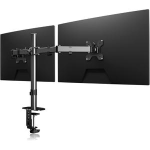 Suptek Dual Monitor Desk Mount, Adjustable Dual Monitor Arm for 2 Computer Screens up to 27 inch, Dual Gas Spring Monitor Arm, Holds up to 22 lbs Each, VESA 75x75/100x100 mm, Black (MD9442)