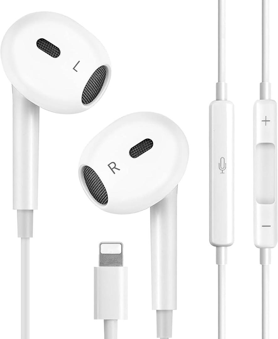 Wired Headphones for iPhone Ear buds with Lightning Connector (Built-in Microphone & Volume Control) Earbuds Compatible for iPhone 14/14 Pro/14 Plus/13/12/11/XR/XS/X/8/7Official Certified Earphones