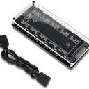HATMINI 5V 3Pin ARGB LED Hub，10 Way 5V 3 Pin RGB Splitter Controller with Acrylic Shell and 3M Adhesive,Used to Expand The Motherboard ARGB Interface