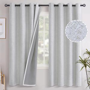 YoungsTex Linen Blackout Curtains 72 Inches Length 2 Panels, Grommet Full Room Darkening Linen Textured Window Drapes Thermal Insulated for Bedroom Living Room, 52 X 72 Inch, Birch