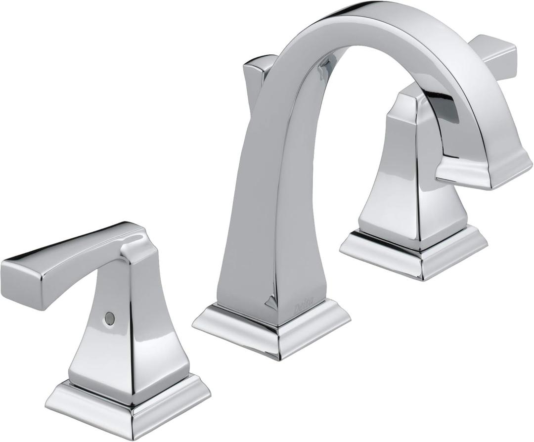 Delta Faucet Dryden Widespread Bathroom Faucet, Bathroom Faucet 3 Hole, Chrome Bathroom Sink Faucet, Metal Drain Assembly, Chrome 3551-MPU-DST
