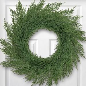 Cypress Christmas Cedar Wreath for Front Door Christmas - 20 Inch Wreaths Real Touch Holiday Outdoor Wreath for Decorating Artificial Plain Winter Pine Modern Farmhous Wreaths for Indoor