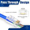 200 Pack Cat6 RJ45 Pass Through Connector, RJ45 Connectors Cat6 Pass Through Connectors (Modular Plugs/Network Connector) for Solid or Stranded UTP Cable