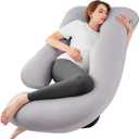 Sasttie Cooling Pregnancy Pillows for Sleeping, U Shaped Full Body Pillow with Removable Cover, Pregnant Women Must Haves, Maternity Essential, Light Grey
