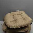 downluxe Indoor Chair Cushions for Dining Chairs, Tufted Overstuffed Textured Memory Foam Kitchen Chair Pads with Ties and Non-Slip Backing, 15.5" x 15.5" x 4", Khaki, 4 Pack